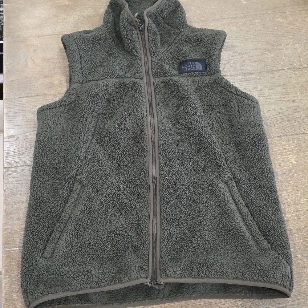 The North Face Women's M Campshire Fleece Sherpa Vest Jacket Green Full-Zip - Picture 7 of 7